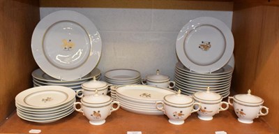 Lot 337 - A Royal Copenhagen part dinner service including dinner plates, side plates, oval twin handled...