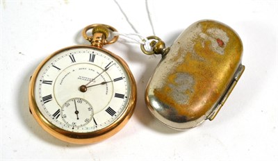 Lot 378 - Fattorini & Sons 9 carat gold cased pocket watch and sovereign case
