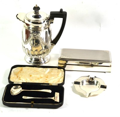 Lot 399 - A mixed lot of silver, including: a hot-water jug, Hawksworth, Eyre and Co Ltd., London, 1899;...