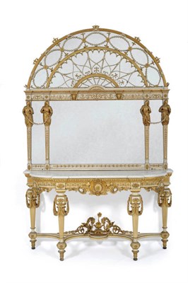 Lot 1629 - An Italian Gilt and Gesso Console Table and Mirror, early 19th century, the upper section with...