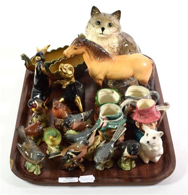 Lot 426 - Beswick including Highland pony, a cat and birds; together with character jugs etc