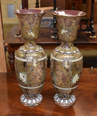 Lot 454 - A pair of large Doulton slater ware vases