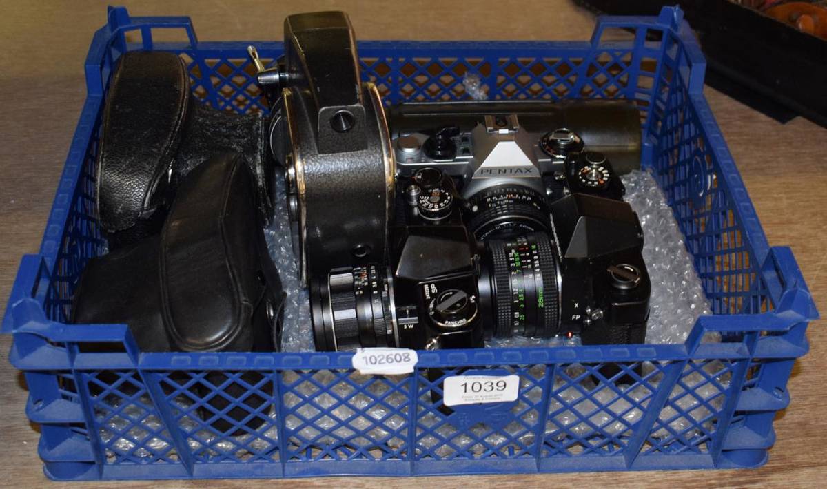 Lot 1039 - Pentax Me-Super and 50mm lens, Rollei Sl35 and 50mm lens; and a Pentax Spotmatic and 50mm lens