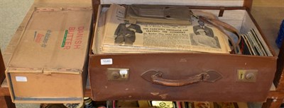 Lot 1040 - A suitcase of early 20th century newspapers; and a quantity of Airfix tank models
