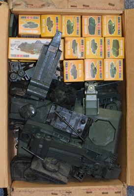 Lot 1040 - A suitcase of early 20th century newspapers; and a quantity of Airfix tank models