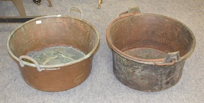 Lot 1042 - Two large twin-handled copper planters