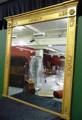 Lot 1641 - A Victorian Gilt and Gesso Overmantel Mirror, 3rd quarter 19th century, the ovolo pediment...