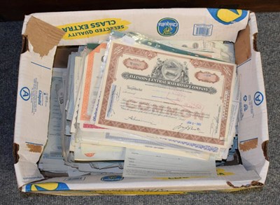 Lot 1079 - Share Certificates - Large Box of Share Certificates and Receipts. Some with attractive...