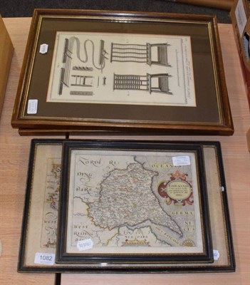 Lot 1082 - Saxton (C) & Hole (W), 'Eboracensis' hand-painted maps; with another; and two French weaving...