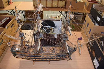 Lot 1087 - A scale model of a triple-masted ship together with a group of nautical items including a...