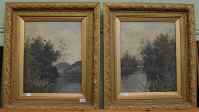 Lot 1102 - E* Cole, early 20th century, A pair of riverside scenes, signed, oil on canvas, 49.5cm by 40cm (2)