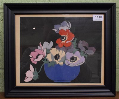 Lot 1110 - Hall Thorpe (1874-1947) Anemones, signed and inscribed wood cut in colours, 25.5cm by 32cm