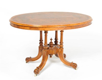 Lot 1647 - A Victorian Figured Walnut, Boxwood Strung and Amboyna Banded Breakfast Table, 3rd quarter 19th...