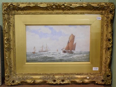 Lot 1120 - George Stanfield Walters (1838-1924) Boats in open waters, signed, watercolour, 26cm by 42.5cm