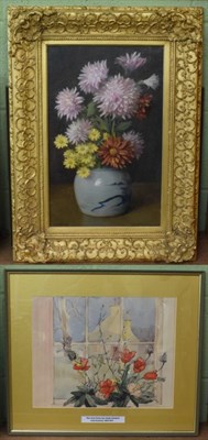 Lot 1141 - T W Holgate (20th century) Still life with chrysanthemums, signed oil on canvas, 44.5cm by...