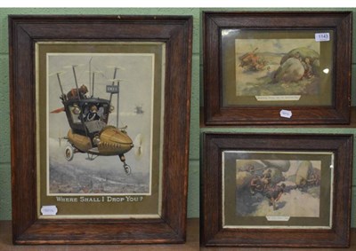 Lot 1143 - After Charles Crombie 'Where shall I drop you?', colour print; together with after Lawson Wood 'The