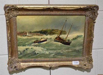 Lot 1164 - Robert Sheader (late 20th century), Coming to the rescue before Whitby, signed, oil on panel,...