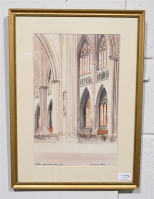 Lot 1173 - Victor Noble Rainbird (1887-1936) ''Impression, York'', signed, inscribed and dated 1935,...