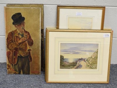 Lot 1179 - Emily Nicholson (fl.1842-1869), Welsh coastal scene, signed, watercolour, together with, J Douglas