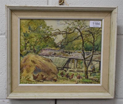 Lot 1184 - Owen Bowen R.O.I, P.R.Cam.A (1873-1967) Country scene with poultry, signed, watercolour, 22cm...