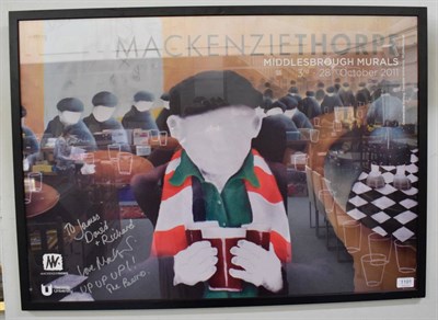 Lot 1191 - Mackenzie Thorpe (contemporary), Middlesbrough Murals, 2011 exhibition poster, signed by the artist