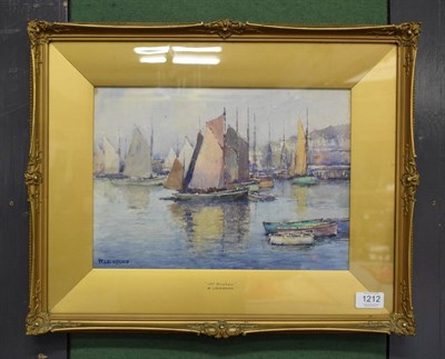 Lot 1212 - William Lockwood (20th century) ''Off Brixham'', signed, watercolour, 24cm by 34cm