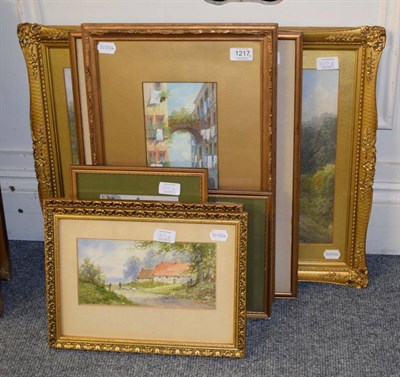 Lot 1217 - A collection of paintings comprising George Alexander (1832-1913) Yorkshire river view, signed,...