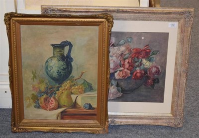 Lot 1221 - British School (20th century), Still life of Roses in a bowl, watercolour, together with a...