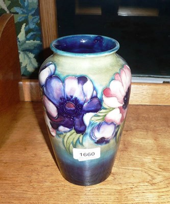 Lot 1660 - A Walter Moorcroft "Anemone" Baluster Vase, on a green/blue wash ground, impressed factory mark...