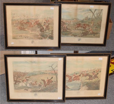 Lot 1226 - Four fox hunting coloured etchings