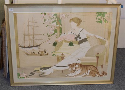 Lot 1241 - Philippe Noyer, Elegant lady seated in an Oriental interior, signed and numbered 2/250, limited...