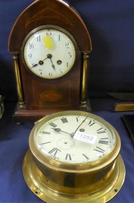 Lot 1252 - ~ A ''boulle'' clock case (a.f.); an American mantel clock, a lancet shaped striking inlaid...