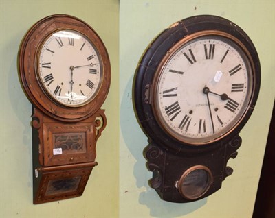 Lot 1254 - ~ Two drop dial wall clocks