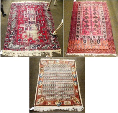 Lot 1260 - Tabriz rug, the ivory field of boteh enclosed by pictorial borders, 107cm by 81cm; together...