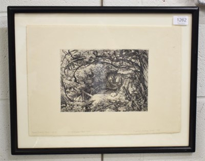 Lot 1262 - Paul Drury (1903-1987) ''Mickelham Yews'', with blindstamp, printers working proof 1994,...