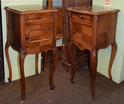 Lot 1305 - Two French marble topped pot cupboards