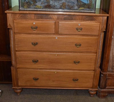 Lot 1312 - Late Victorian mahogany straight fronted chest of drawers, with two short over three long drawers