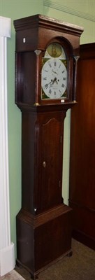 Lot 1320 - ~ An oak eight day longcase clock, painted dial with rocking ship automata, Jn Dobie, Tanfield