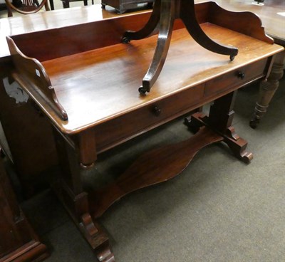 Lot 1327 - Victorian mahogany washstand with gallery back and two frieze drawers