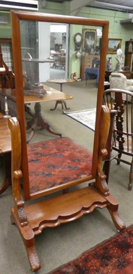 Lot 1335 - A Victorian mahogany cheval mirror