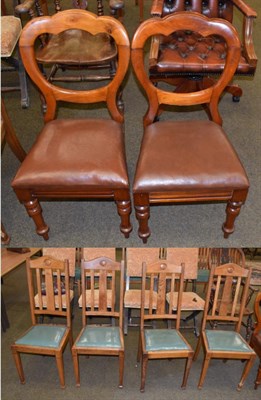 Lot 1359 - A set of four early 20th century chairs and a pair of Victorian balloon back chairs (6)