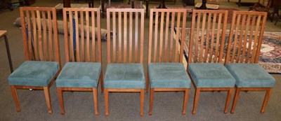 Lot 1363 - A set of six Espada walnut and cherry modern spar back dining chairs