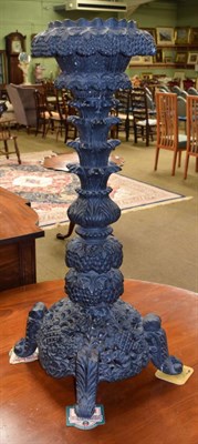 Lot 1367 - A late 19th/early 20th century Anglo Indian carved and ebonised plant stand in three sections