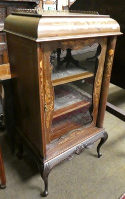 Lot 1374 - Edwardian mahogany and marquetry inlaid music cabinet, labelled Maple & Co