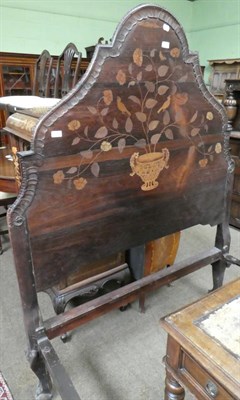 Lot 1375 - A 19th century Portuguese rosewood and marquetry inlaid 4' bedstead with carved claw and ball feet