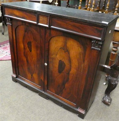 Lot 1378 - A Victorian rosewood specimen cabinet with later ebonised top, 100cm wide