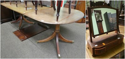 Lot 1382 - A mid 19th century mahogany and inlaid dressing table mirror with brass finials and a 20th...