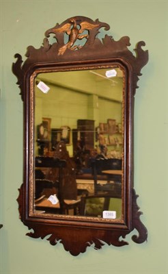 Lot 1385 - George III mahogany and parcel gilt mirror (a.f.), 74cm high