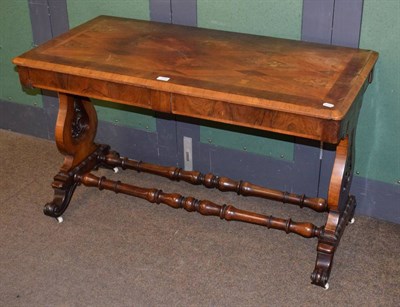 Lot 1398 - A 19th century marquetry inlaid rosewood serving table, the rectangular top fitted with two...