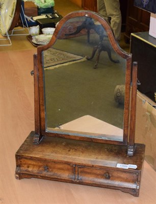 Lot 1399 - George II walnut and featherbanded dressing table mirror, fitted two small drawers